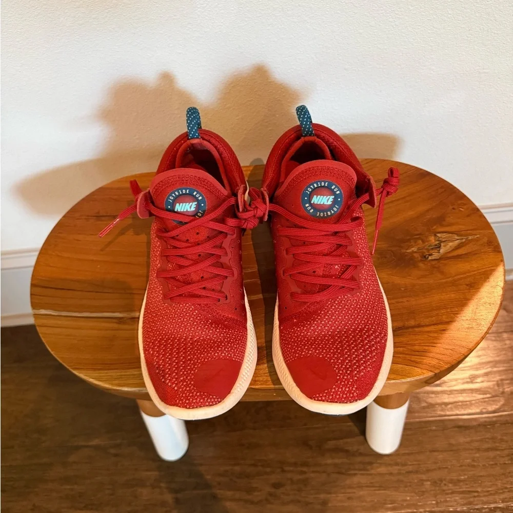 Nike Red Knit Running Shoes with Blue Accents